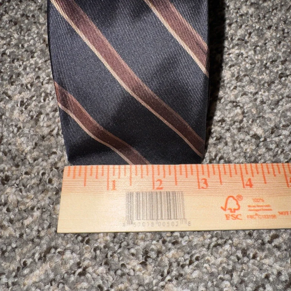 Robert Talbott Norton Ditto Silk Tie Vintage Black Brown Striped Made in England